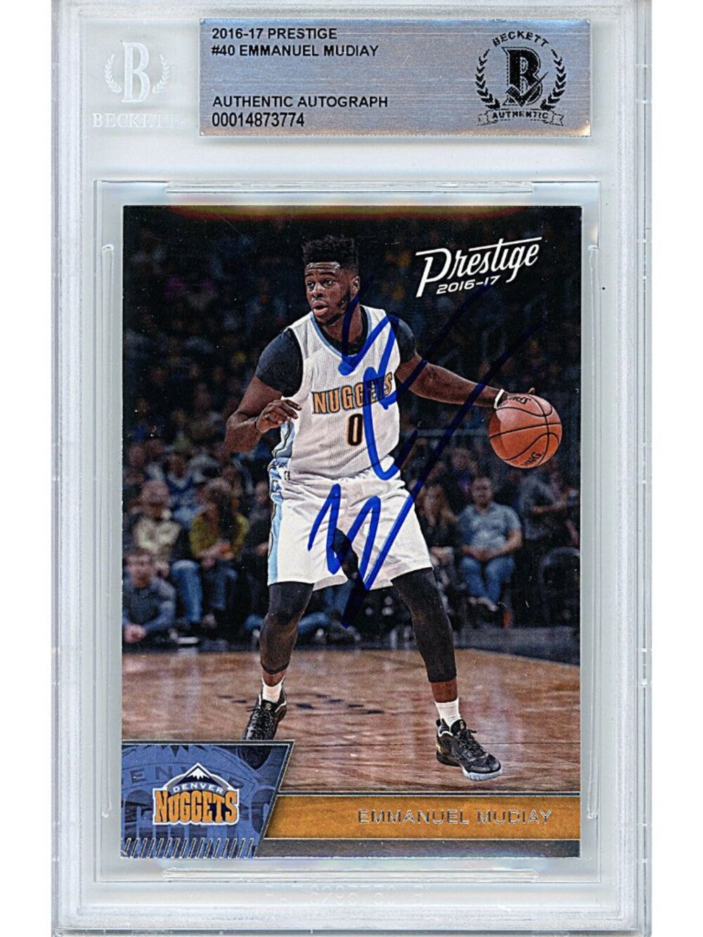 Emmanuel Mudiay Signed 2016-17 Prestige Basketball Card Beckett Denver Nuggets